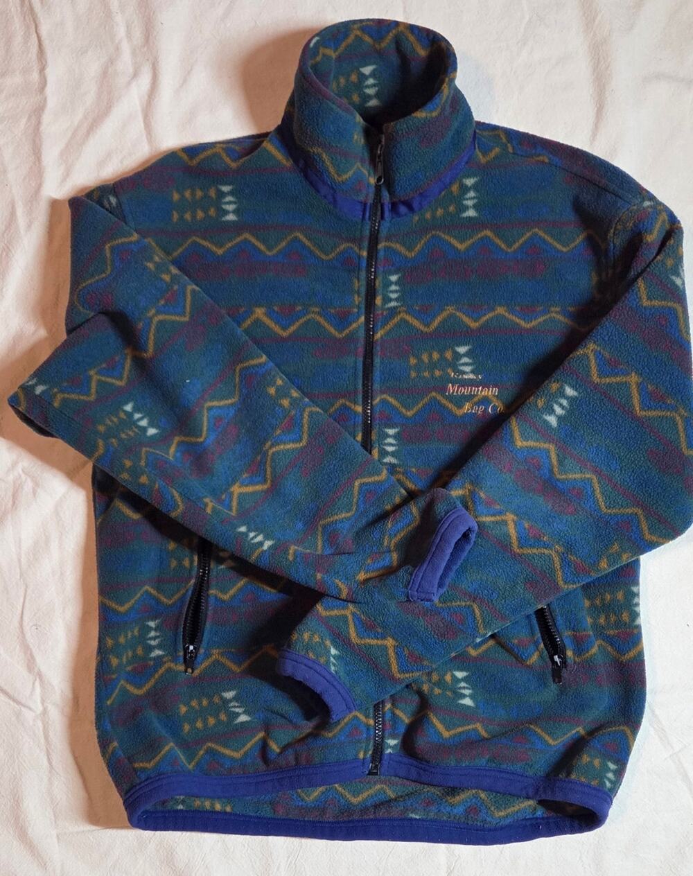 Vintage 90s Rocky Mountain Bag Co. Aztec Fleece Jacket Men's M – Teal Gorpcore
